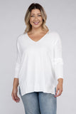 Plus Size Garment Dyed Front Seam Sweater