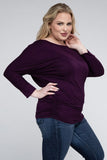 Plus Size Luxe Rayon Boat Neck 3/4 Sleeve Top