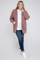 Plus Size Low Gauge Waffle Open Cardigan Sweater