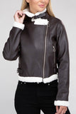 Plush Teddy Trimmed PU Jacket