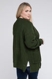 Plus Size Low Gauge Waffle Open Cardigan Sweater