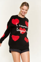 HEART PRINT OVERSIZED SWEATER